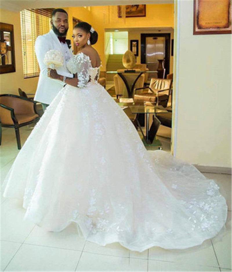 Pregnant Women Princess Wedding Dress Wedding Plus Size Tail Wedding Dress - Mubimart