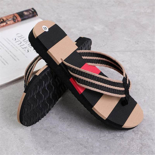 Fashion Men Summer Stripe Flip Flops Shoes Sandals - Mubimart