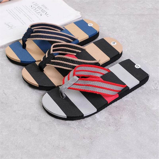 Fashion Men Summer Stripe Flip Flops Shoes Sandals - Mubimart