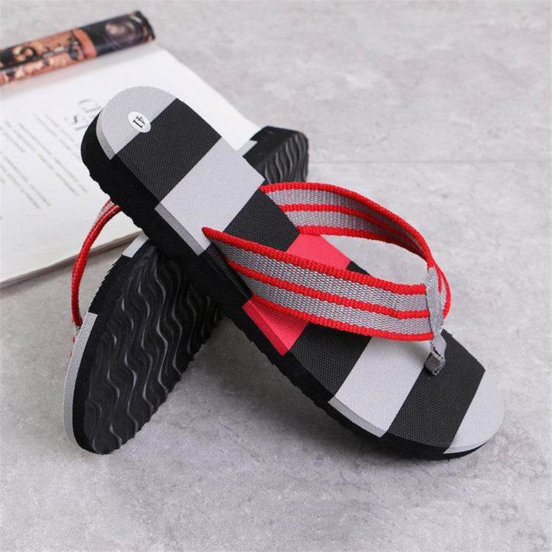 Fashion Men Summer Stripe Flip Flops Shoes Sandals - Mubimart