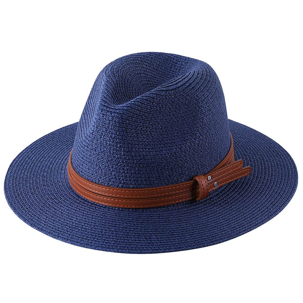 Soft Shaped Straw Hat Women Men Wide Brim Sun UV Protection Fedora Hat - Mubimart