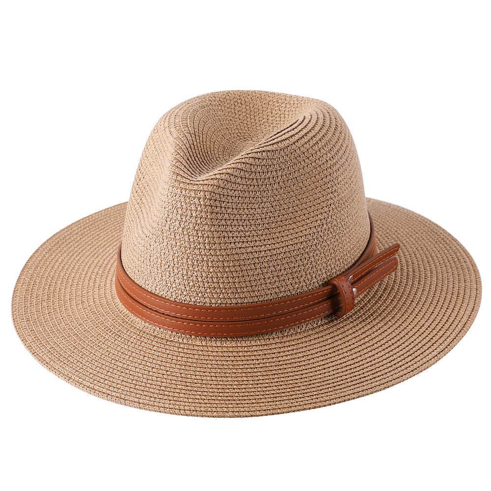 Soft Shaped Straw Hat Women Men Wide Brim Sun UV Protection Fedora Hat - Mubimart