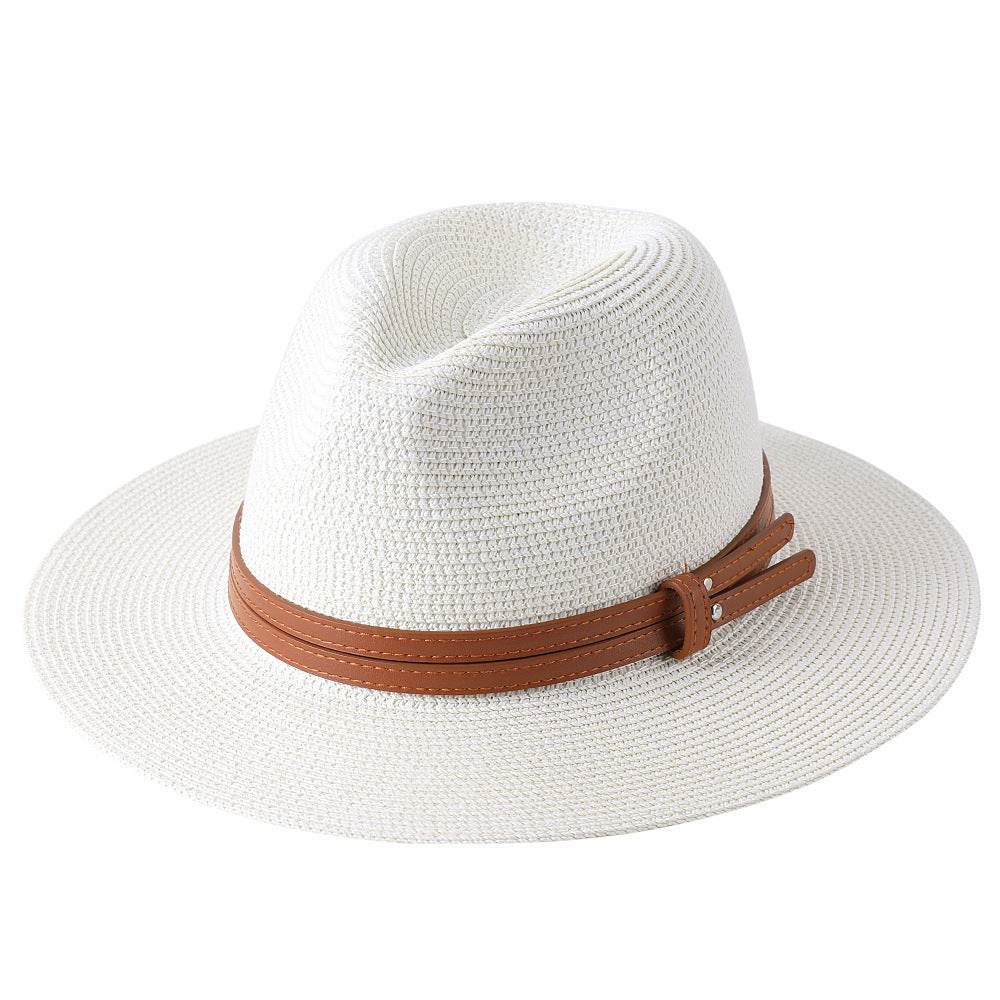 Soft Shaped Straw Hat Women Men Wide Brim Sun UV Protection Fedora Hat - Mubimart