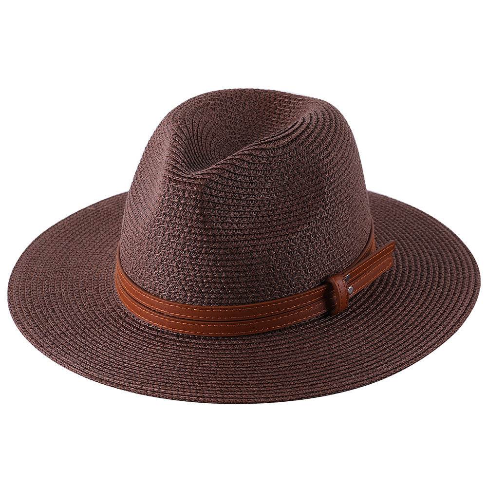 Soft Shaped Straw Hat Women Men Wide Brim Sun UV Protection Fedora Hat - Mubimart