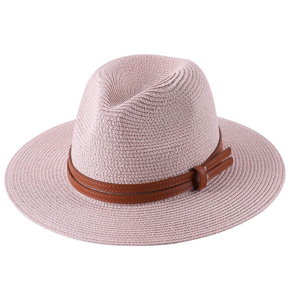 Soft Shaped Straw Hat Women Men Wide Brim Sun UV Protection Fedora Hat - Mubimart