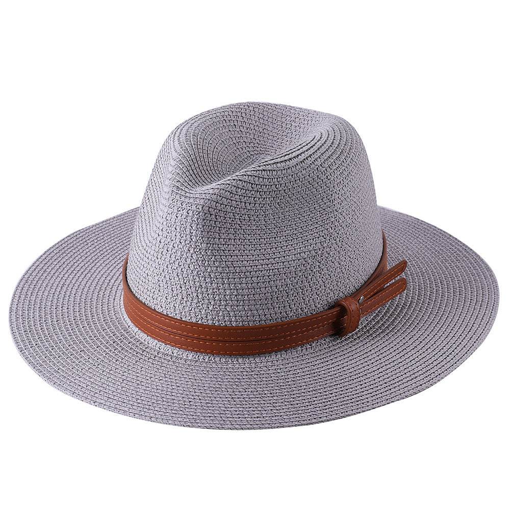 Soft Shaped Straw Hat Women Men Wide Brim Sun UV Protection Fedora Hat - Mubimart