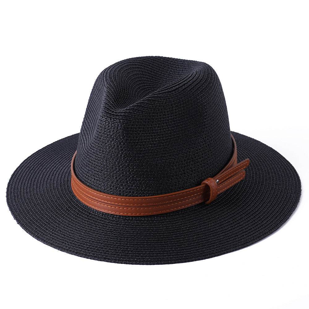 Soft Shaped Straw Hat Women Men Wide Brim Sun UV Protection Fedora Hat - Mubimart
