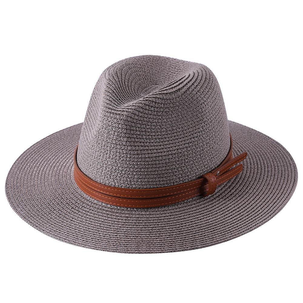 Soft Shaped Straw Hat Women Men Wide Brim Sun UV Protection Fedora Hat - Mubimart
