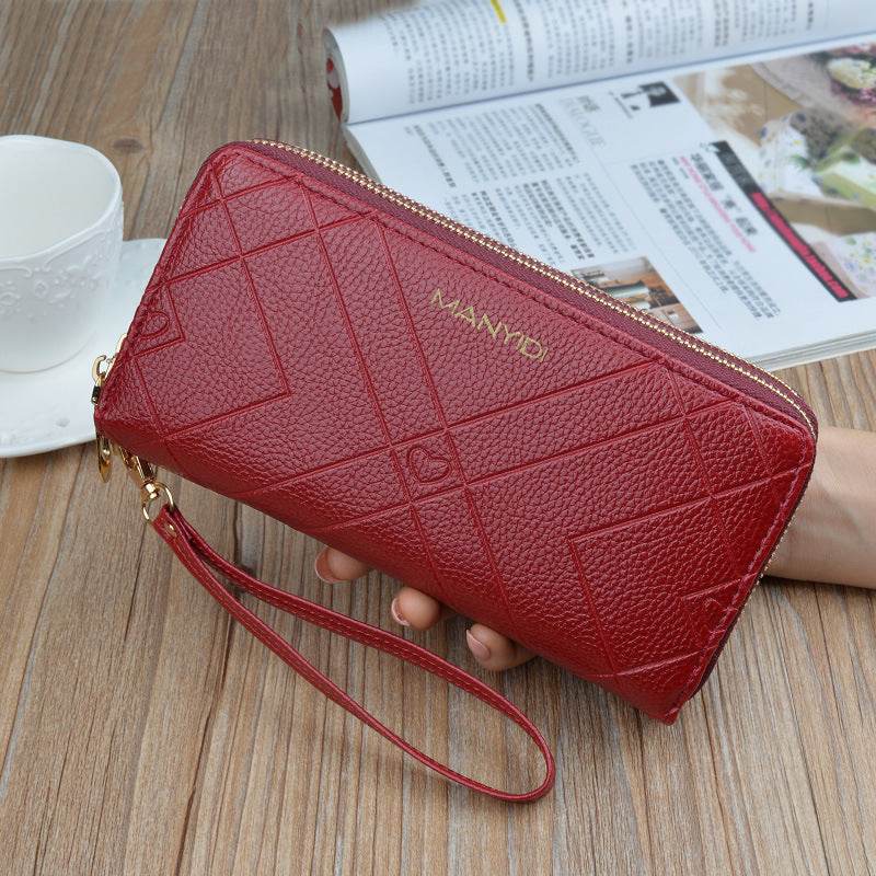 Double Zipper Clutch Purse Ladies Double-Layer Clutch - Mubimart