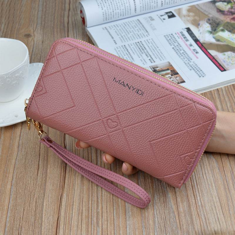 Double Zipper Clutch Purse Ladies Double-Layer Clutch - Mubimart