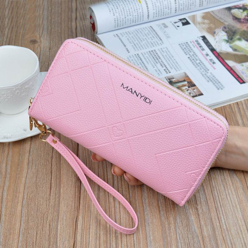 Double Zipper Clutch Purse Ladies Double-Layer Clutch - Mubimart