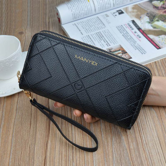 Double Zipper Clutch Purse Ladies Double-Layer Clutch - Mubimart
