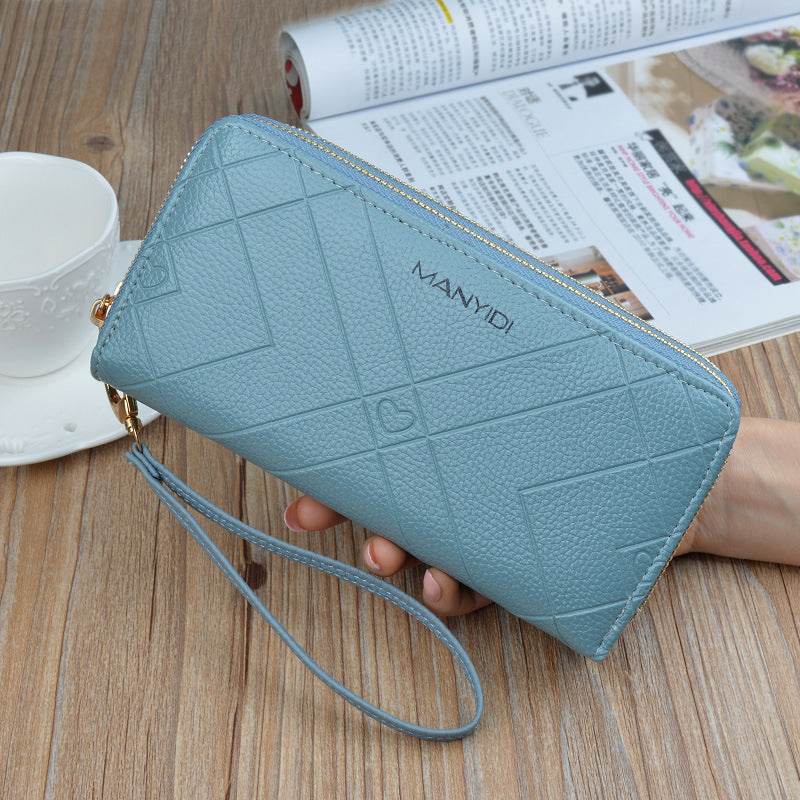 Double Zipper Clutch Purse Ladies Double-Layer Clutch - Mubimart
