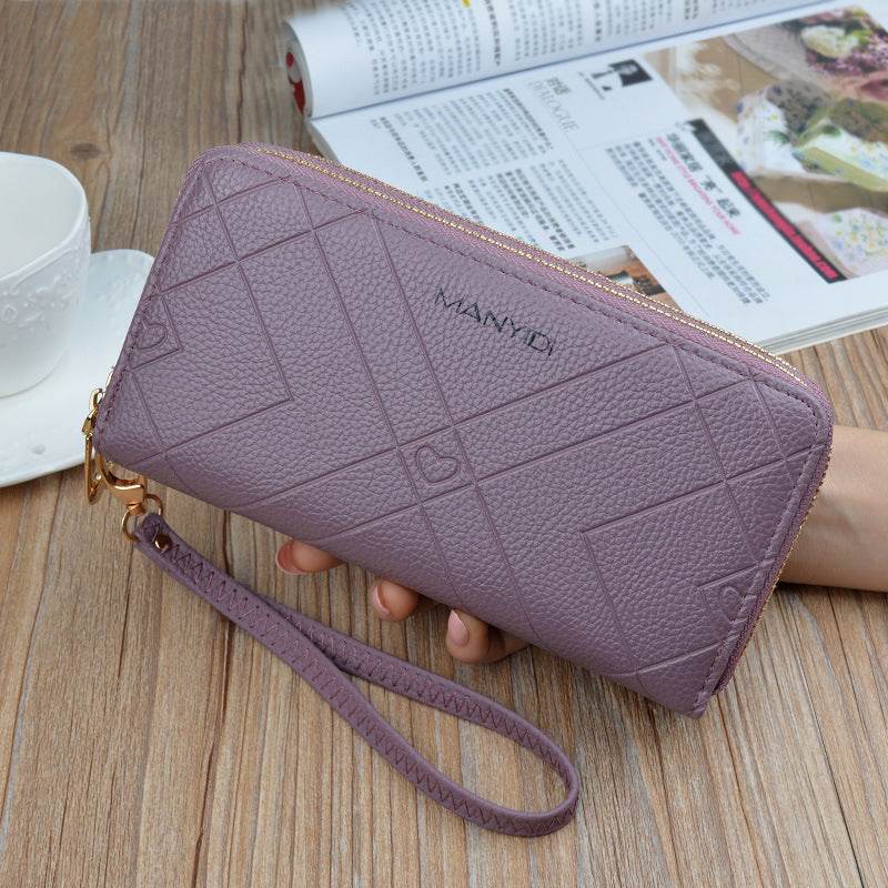 Double Zipper Clutch Purse Ladies Double-Layer Clutch - Mubimart