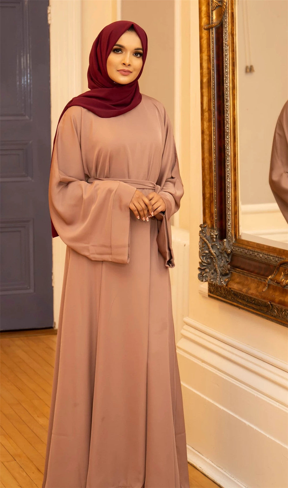 Basic Middle Eastern Turkish solid color plus size robe dress - Mubimart -  