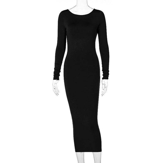 Cryptographic Spring Sexy Backless Midi Dresses - Mubimart
