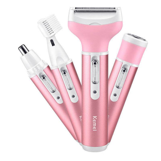 Portable 4in1 Multi-Functional Lady Women Rechargeable Shaver Eyebrow Shaping Nose Ear Hair Removal Device Armpit Razor - Mubimart