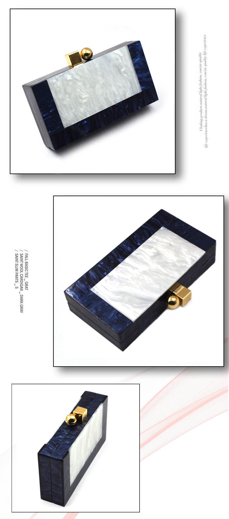 Shell Acrylic Stitching Messenger Dinner Bag Chain One Shoulder Clutch Female Bag - Mubimart