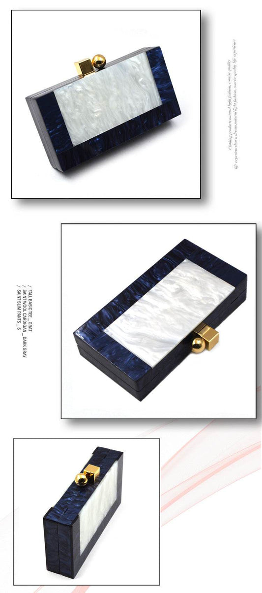 Shell Acrylic Stitching Messenger Dinner Bag Chain One Shoulder Clutch Female Bag - Mubimart