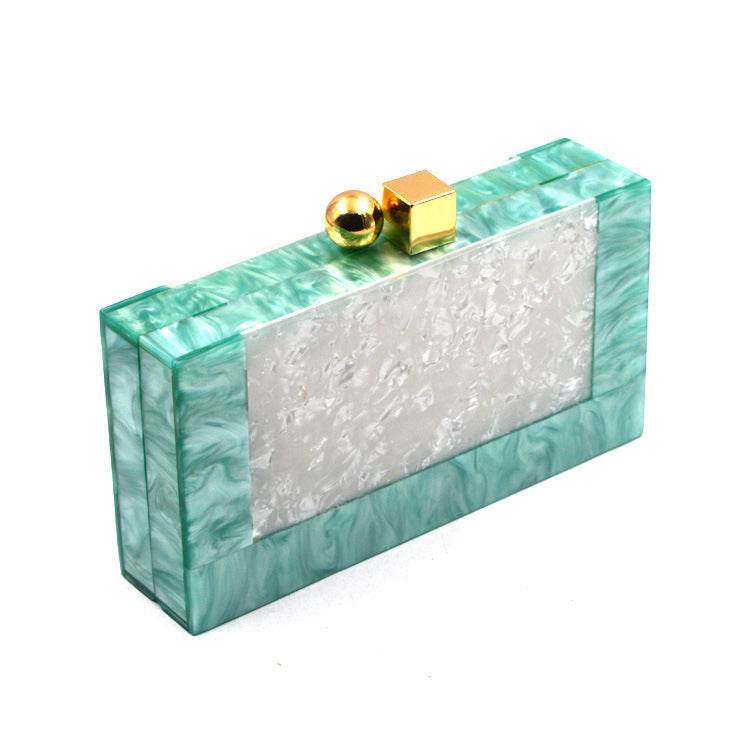 Shell Acrylic Stitching Messenger Dinner Bag Chain One Shoulder Clutch Female Bag - Mubimart