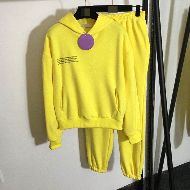 Solid Cotton Hooded Sweatshirts Hoodies Track Pants Joggers - Mubimart