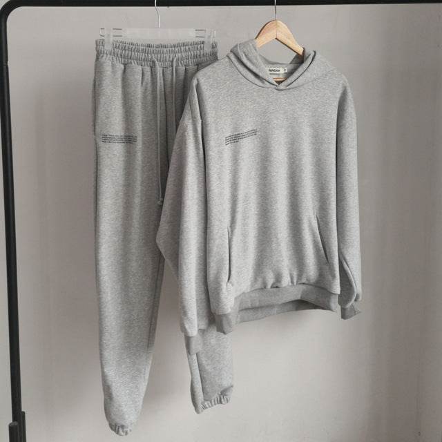 Solid Cotton Hooded Sweatshirts Hoodies Track Pants Joggers - Mubimart