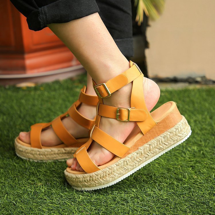 Dames Sandalen Schoenen Wedge Espadrille Enkelband T-Strap Flatform Gladiator