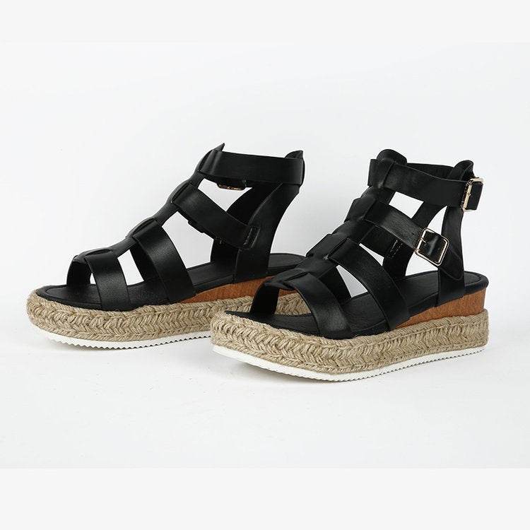 Womens Sandals Shoes Wedge Espadrille Ankle Strap T-Strap Flatform Gladiator - Mubimart