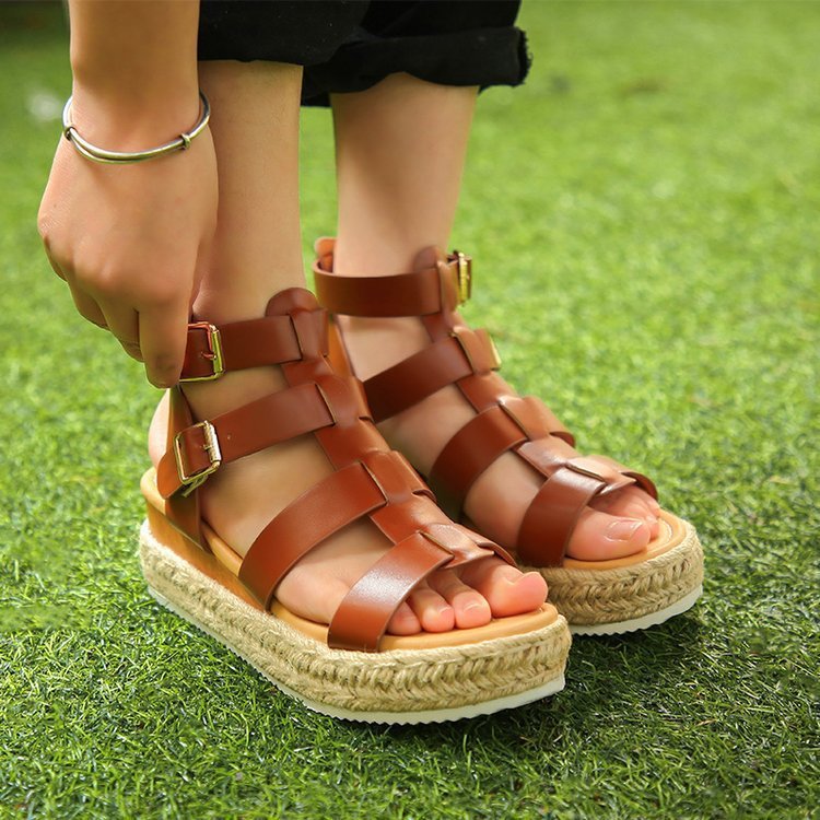 Dames Sandalen Schoenen Wedge Espadrille Enkelband T-Strap Flatform Gladiator