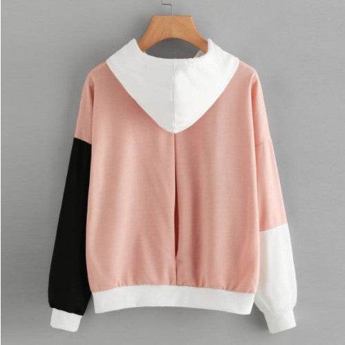 Explosive Color Matching Hooded Sweater Women - Mubimart