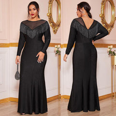 Fat Women Plus Size Evening Party Prom Long Dress Dresses - Mubimart - Alarm Device 