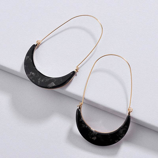 Fashion Korean Stylish Moon Shape Colorful Acetate Acrylic Earrings Big Hook Hoop Earrings for women - Mubimart