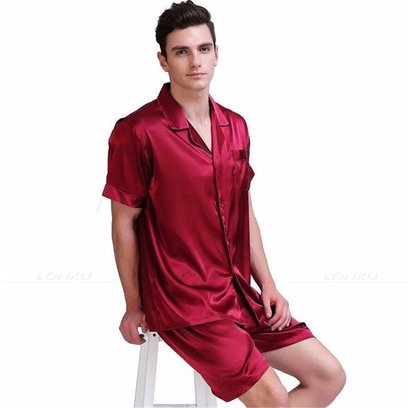 Pajamas Set Pyjamas Nightwear Men Silk Plus Size Satin - Mubimart -  