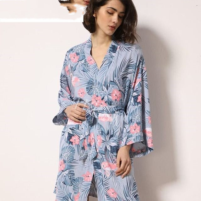 New Sleepwear Robe Spring Thin Cotton-silk Women - Mubimart -  