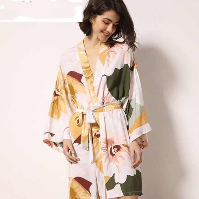 New Sleepwear Robe Spring Thin Cotton-silk Women - Mubimart -  