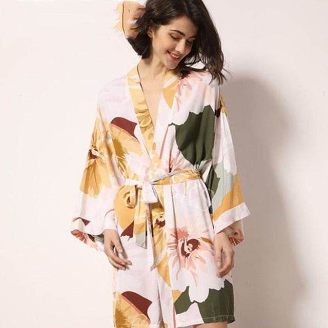 New Sleepwear Robe Spring Thin Cotton-silk Women - Mubimart