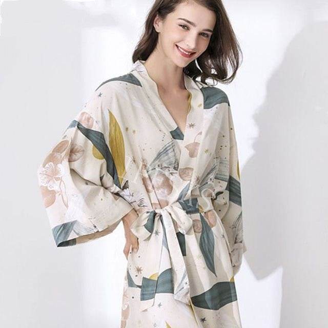 New Sleepwear Robe Spring Thin Cotton-silk Women - Mubimart