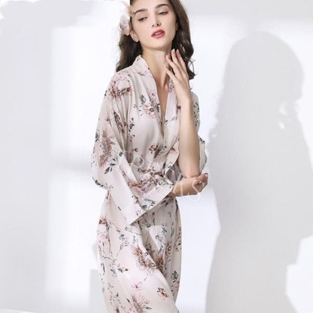 New Sleepwear Robe Spring Thin Cotton-silk Women - Mubimart -  