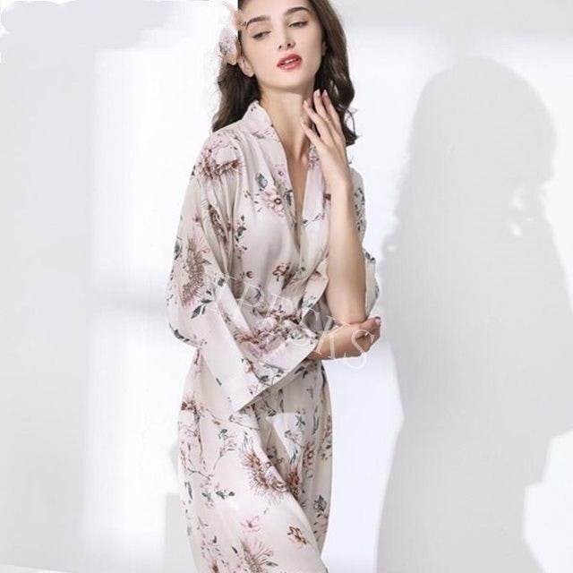 New Sleepwear Robe Spring Thin Cotton-silk Women - Mubimart
