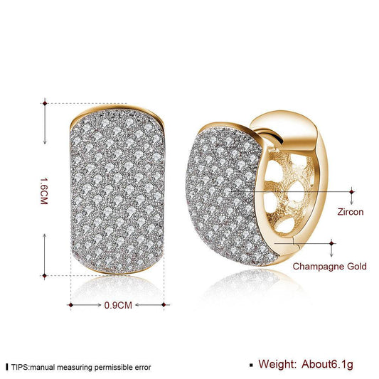 Round Crystal Earrings For Women Gold-color Hoop Earrings CZ Stone Cubic Zirconia Earring Vintage Jewelry - Mubimart