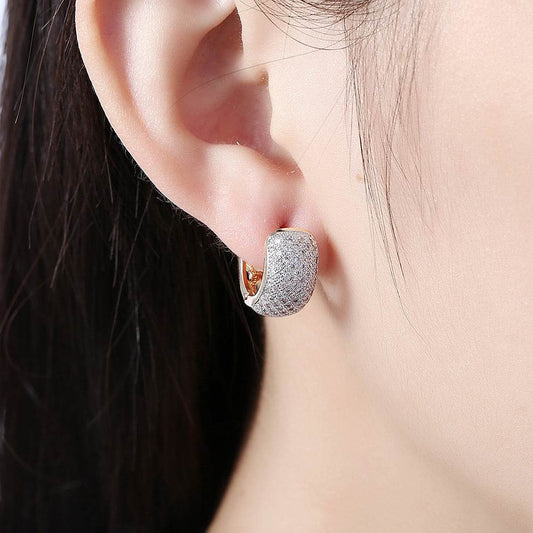 Round Crystal Earrings For Women Gold-color Hoop Earrings CZ Stone Cubic Zirconia Earring Vintage Jewelry - Mubimart