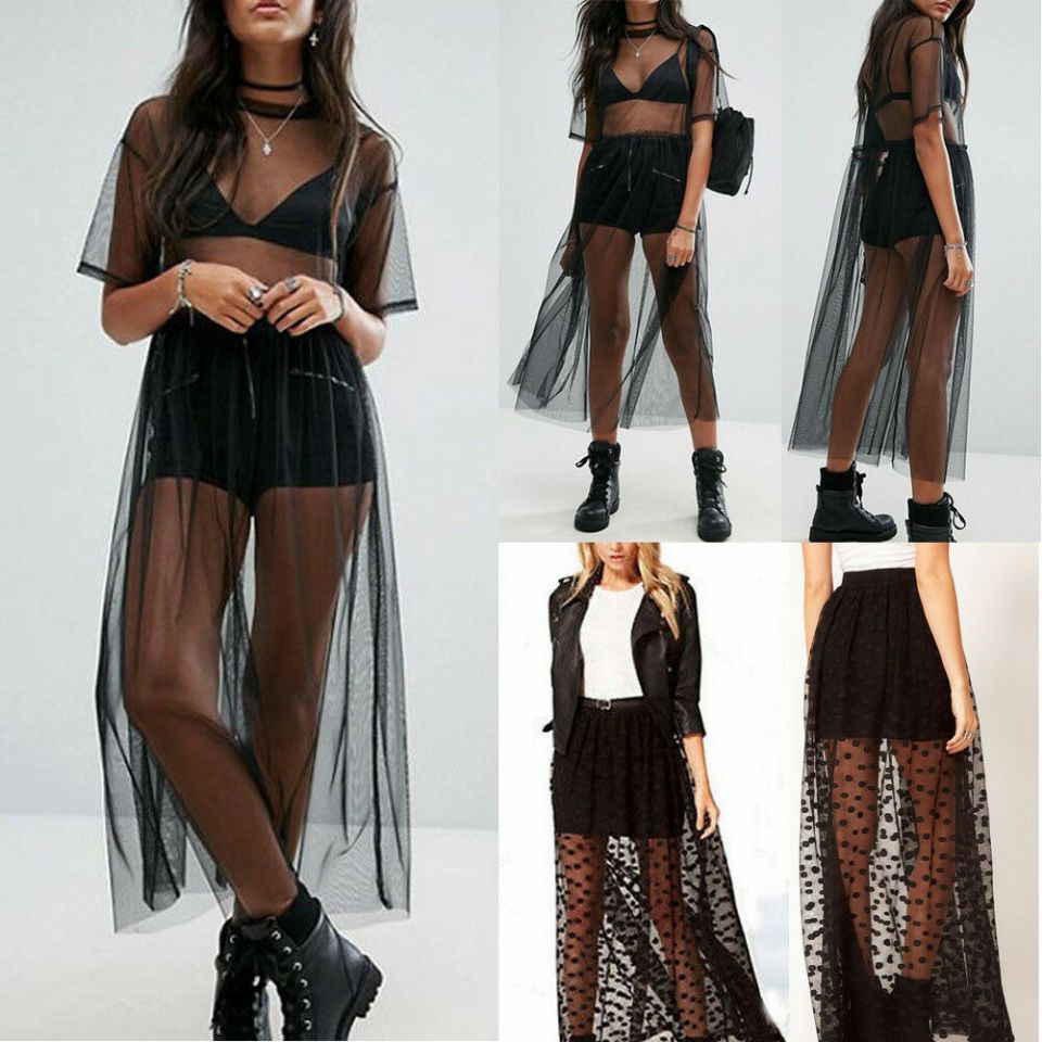 Sheer Mesh Work Clothes, Sexy Apron, Black Dress - Mubimart -  