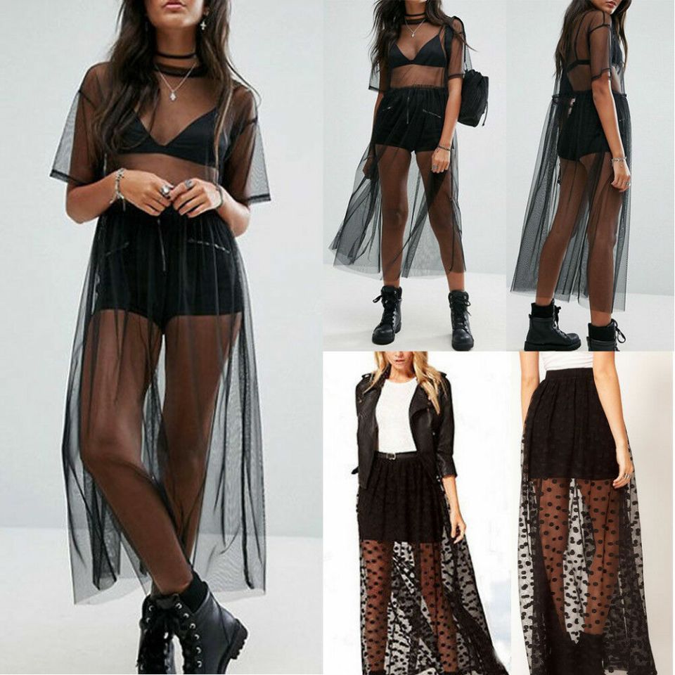 Sheer Mesh Work Clothes, Sexy Apron, Black Dress - Mubimart -  