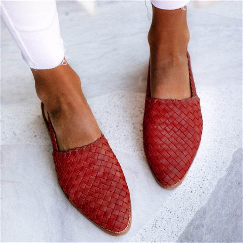 Pointed Toe Cap Buckle Flat Sandals Women - Mubimart