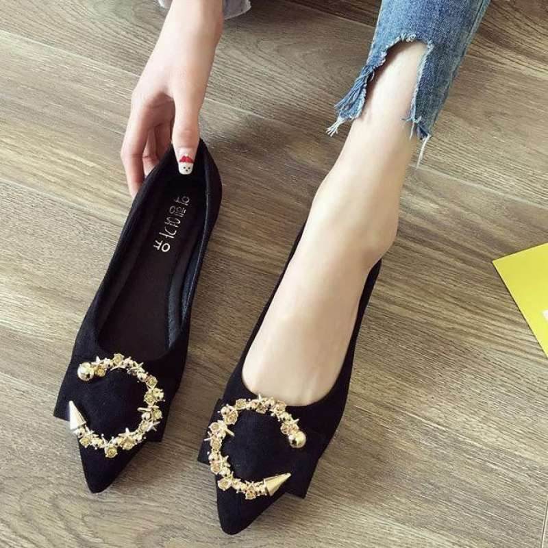 Shallow Mouth Tip Flats For Women Soft Lazy A Pedal Shoes Flat Shoes Women Shoes Woman - Mubimart