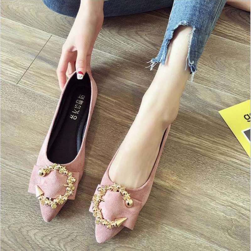 Shallow Mouth Tip Flats For Women Soft Lazy A Pedal Shoes Flat Shoes Women Shoes Woman