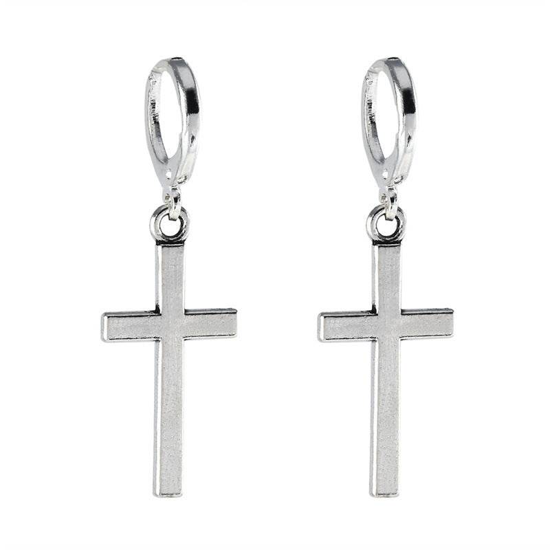 Cross Earrings Ear Buckle All-match Glossy Earrings Men And Women Accessories - Mubimart