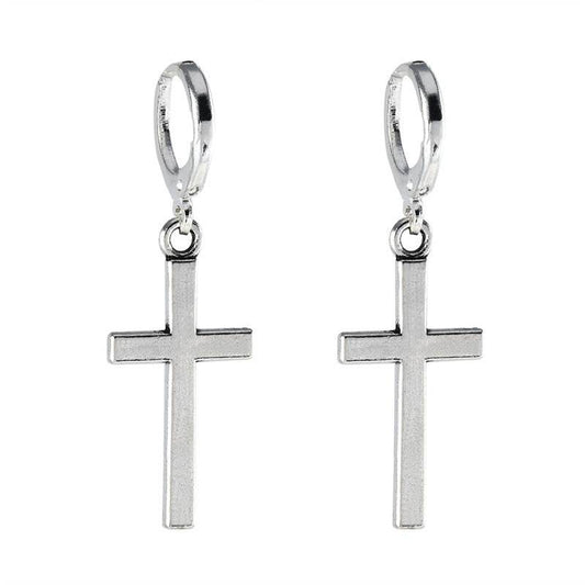 Cross Earrings Ear Buckle All-match Glossy Earrings Men And Women Accessories - Mubimart
