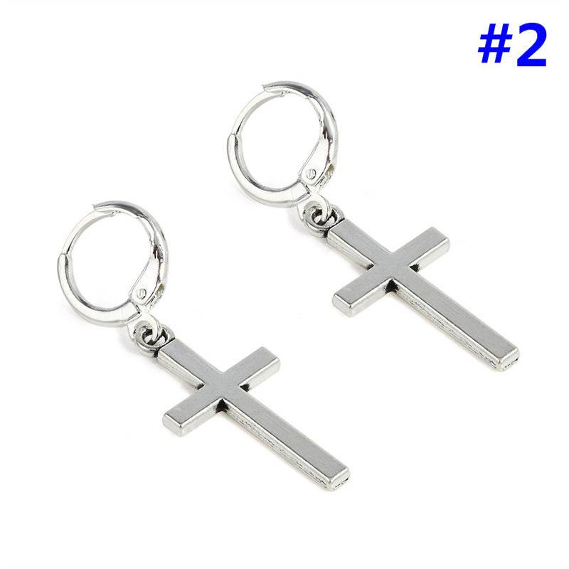 Cross Earrings Ear Buckle All-match Glossy Earrings Men And Women Accessories - Mubimart