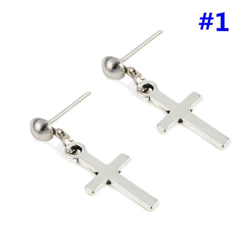 Cross Earrings Ear Buckle All-match Glossy Earrings Men And Women Accessories - Mubimart